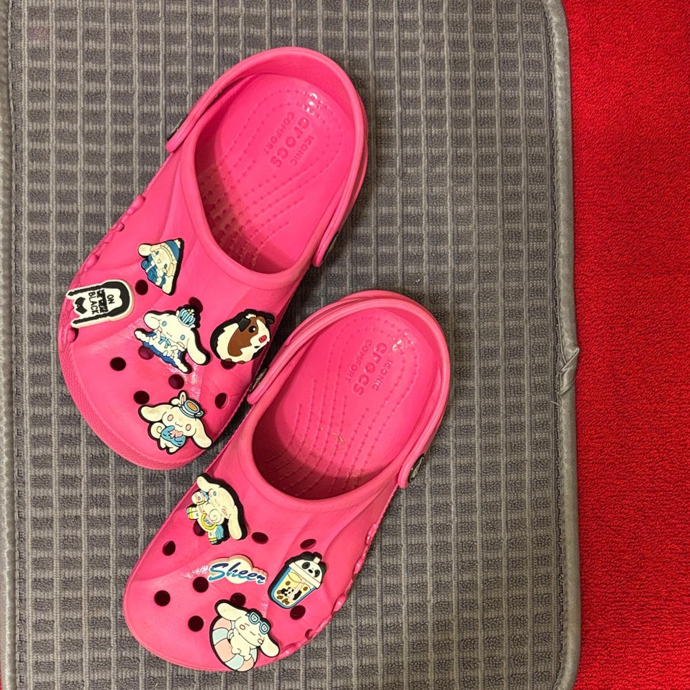 CROCS Kids Pink Water Shoes with Fun Charms